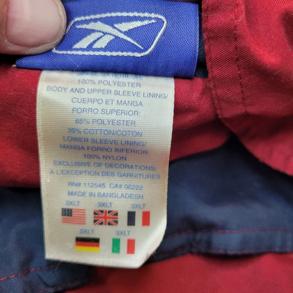 Reebok Red/Blue Vintage‎ Full Zip Jacket Mens 3XLT